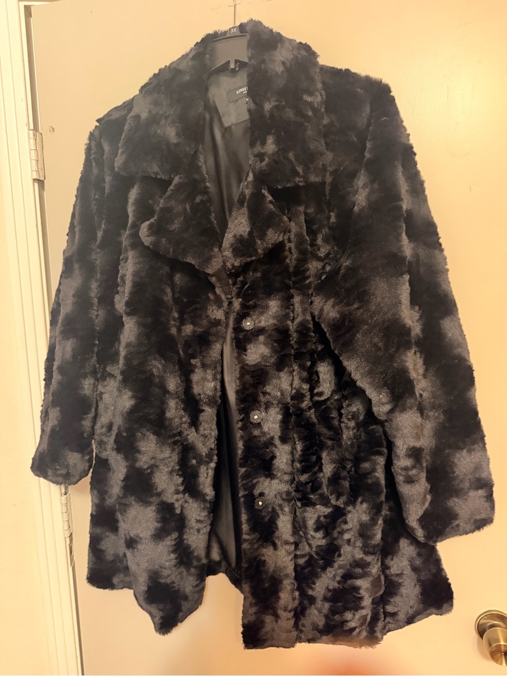 Kenneth Cole Faux Fur Black Women's Coat